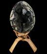 Septarian Dragon Egg Geode - Black Crystals #89670-1
